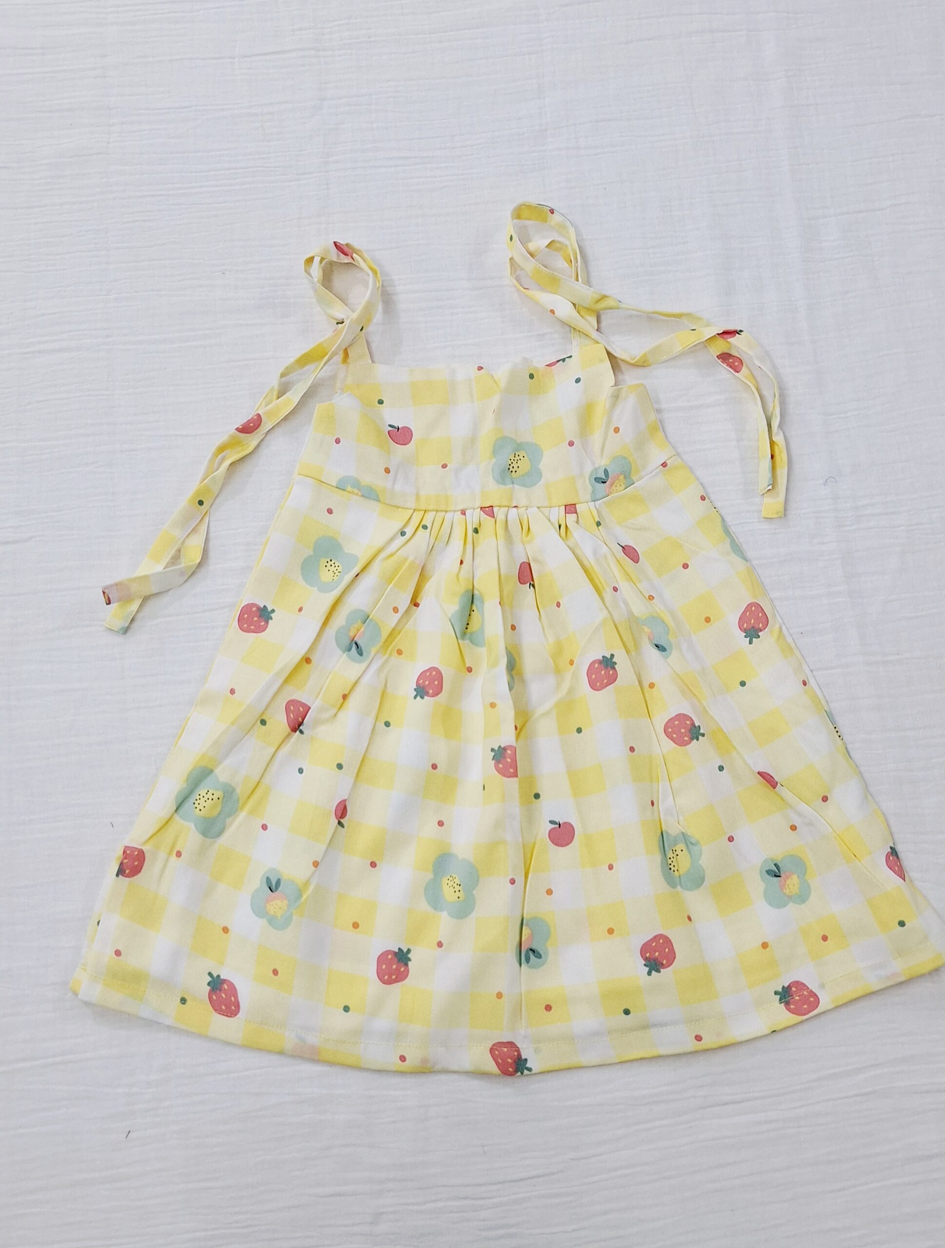 Sunny Strawberry Tie-Up Dress