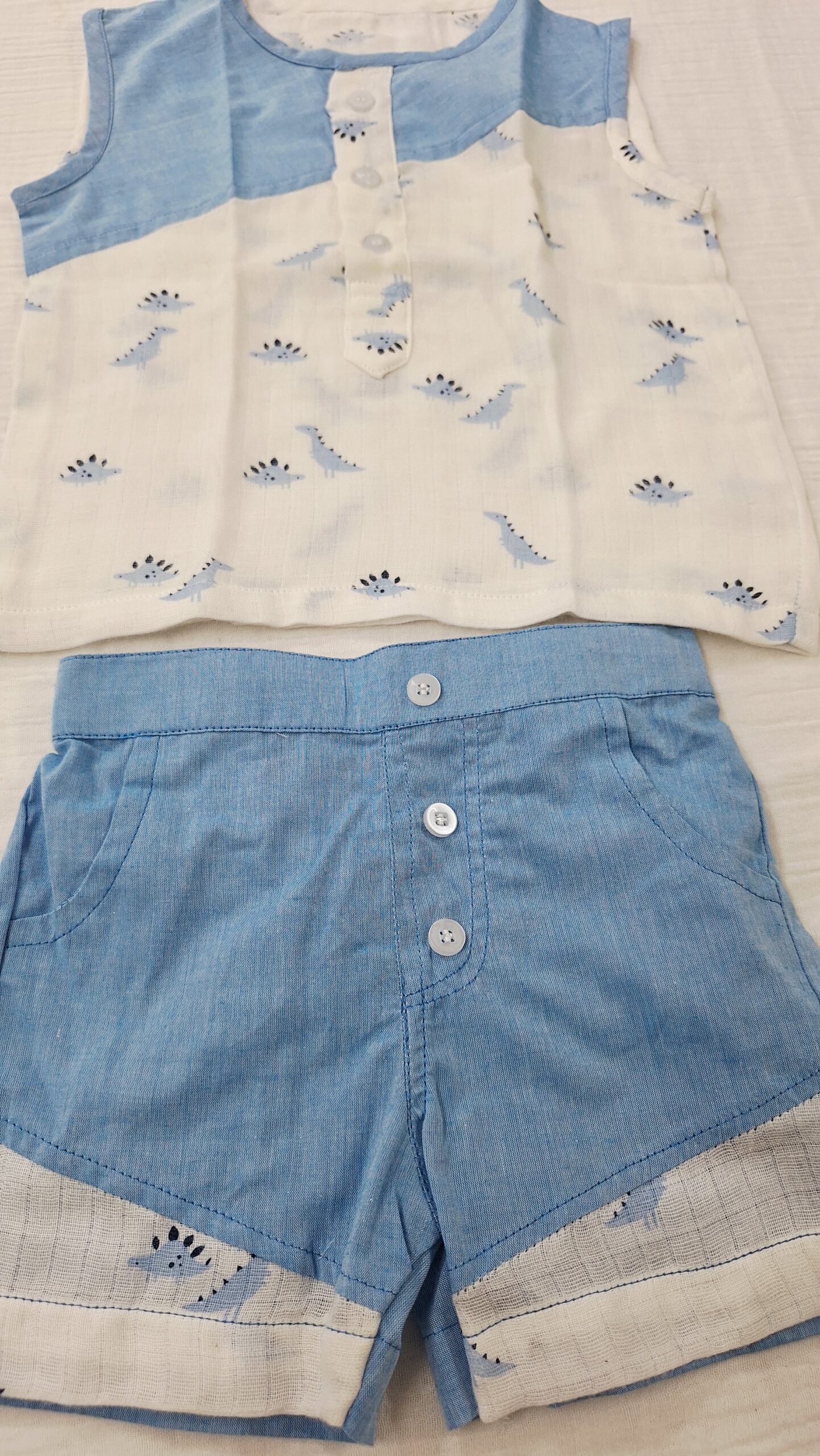 Little Dino assymetric Blue Co-ord Set - Image 5