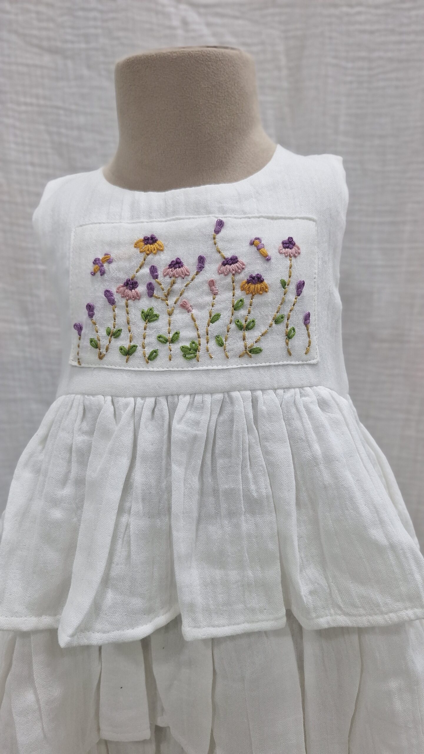 White Meadow Embroidered Tiered Frock - Image 2