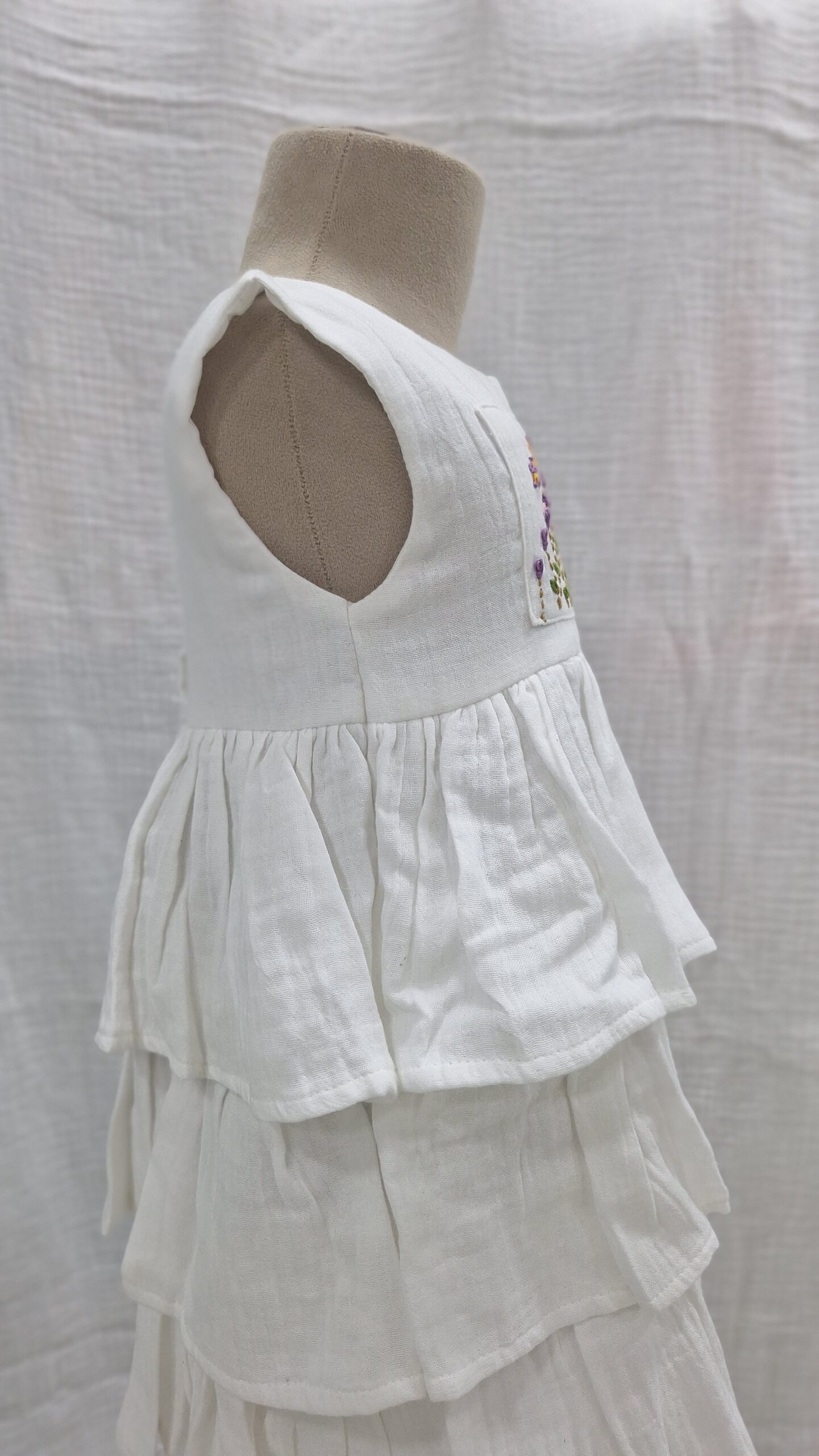 White Meadow Embroidered Tiered Frock - Image 4
